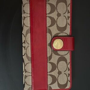 Coach Signature Wallet with Red Trim